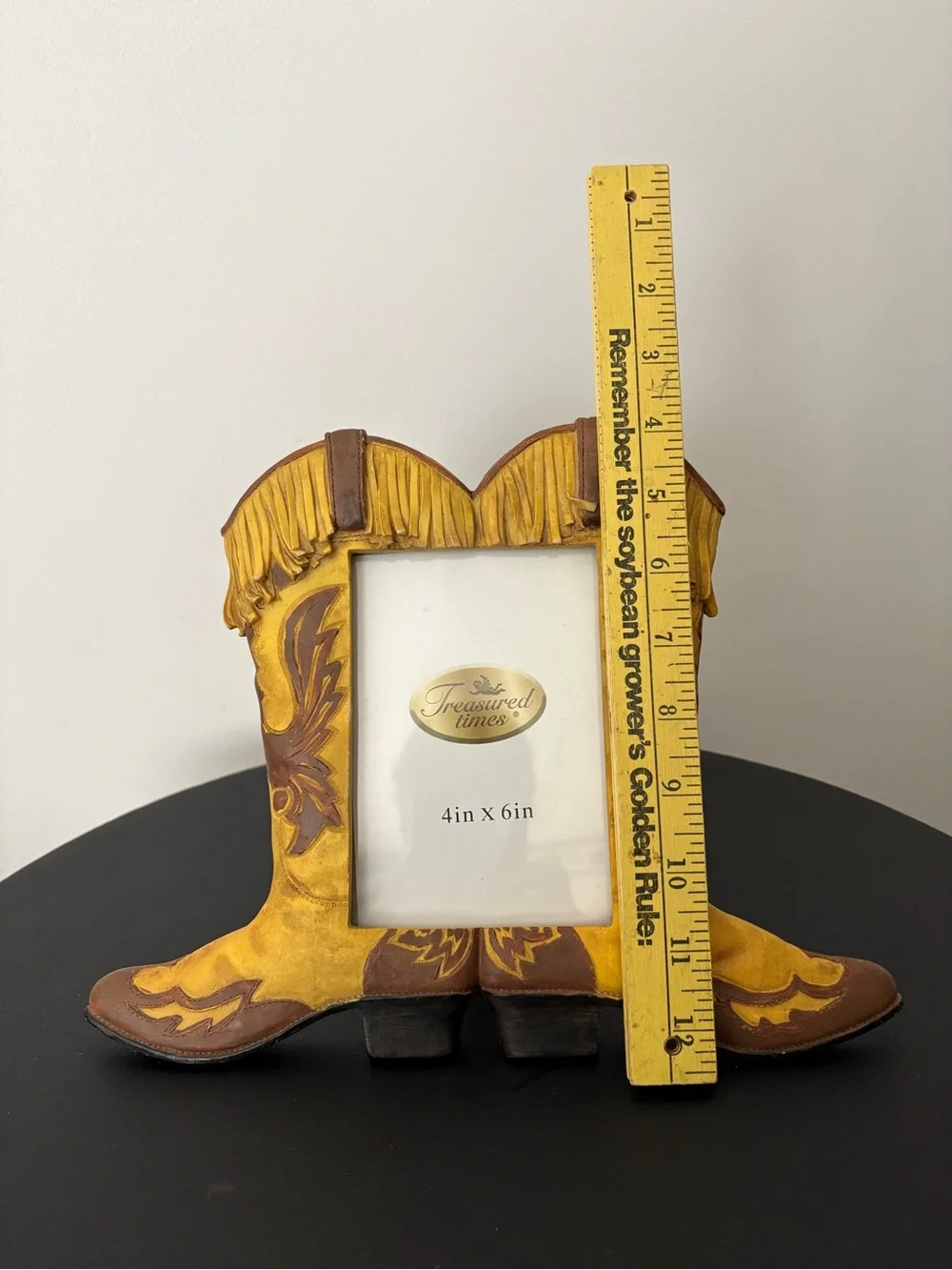 Yahoo! Cowboy Boots 3D Photo Picture Frame Bright Gold & Brown Heavyweight Resin